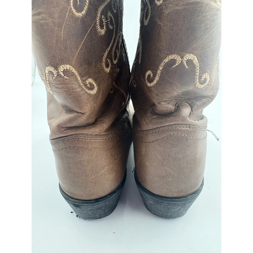 Smoky Mountain Youth Jolene Cowgirl Boots 4Y Brown Leather Snip Toe Embroidered
